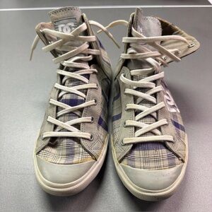Vintage DC plaid high-top Skateboarding  sneakers Women’s Size 10
